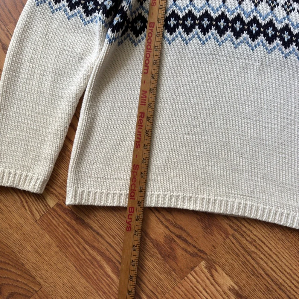 Eddie Bauer Quarter‎ Zip Sweater Mens XL Tall Navy White Fair Isle Vintage Y2K